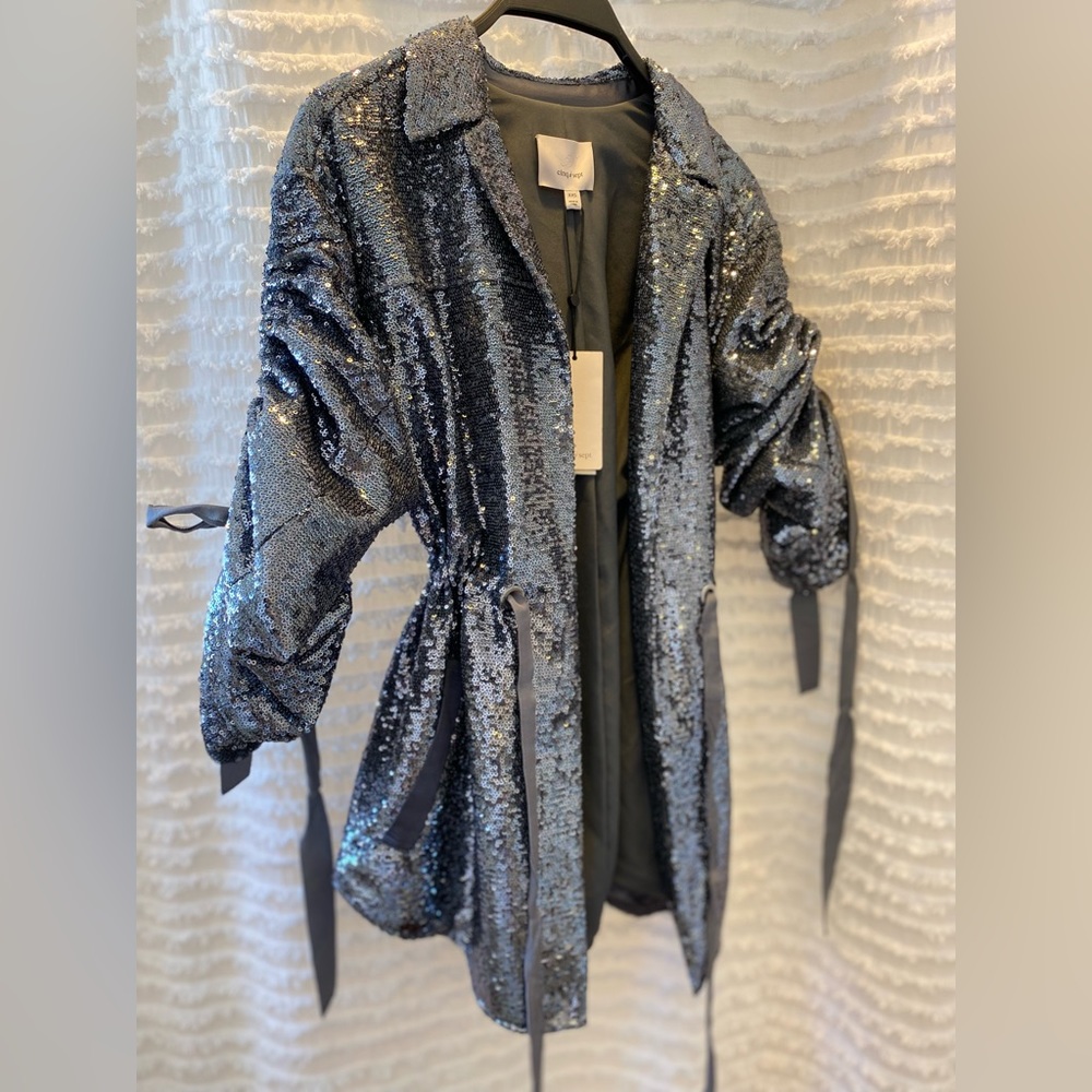 Cinq a Sept Sequin Mathi Gunmetal Blazer